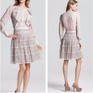 BCBGMaxazria Kadee Tan RoseMist Lace Dress. Silk.